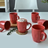Keramika Mat Kırmızı Organik Kupa 10 Cm 6 Adet 975 - 1