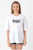 Rurouni Kenshin Letter Logo Beyaz Kadın Oversize Tshirt - 1