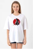 Rurouni Kenshin Samurai Logo Beyaz Kadın Oversize Tshirt - 1