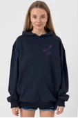 Blackpink Rose Signature Lacivert Kadın 3ip Kapşonlu - 1