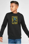 Blue Beetle Lettern Siyah Çocuk 2ip Sweatshirt - 1
