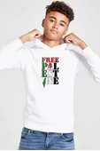 Free Palestine Beyaz Çocuk 3ip Kapşonlu  Sweatshirt - 1