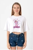 Colorful Feminism Hand Beyaz Kadın Crop Tshirt thumbnail 1