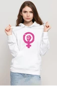 Vintage Purple Venus Symbol Hand Beyaz Kadın 3ip Kapşonlu Sweatshirt - 1