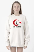 19 Mayıs Ata Beyaz Kadın 2ip Sweatshirt - 1