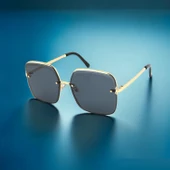 Di Caprio DC1842BLACK Siyah Gold Kare Kristal Model Kesme Cam Kadın Güneş Gözlüğü - 1