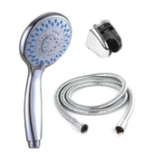 Duş Seti Banyo Duş Başlığı Seti Fiskiyesi Telefonu Yuvarlak Başlık Metal Hortum Mor 3'lü Set - 2