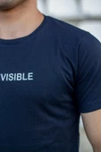 Erkek Lacivert Invisible Yazı Baskılı Basic Kısa Kollu Bisiklet Yaka Tişört 20ETSHYUNZ - 6