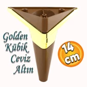 Golden Köşe Lüks Mobilya Kanepe Sehpa TV Ünitesi Koltuk Ayağı Baza Ayakları Kübik Ceviz Altın 14 cm thumbnail 1