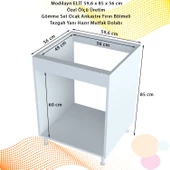 Modilayn ELİT 59,6 x 85 x 56 cm Gömme Ankastre Ocak Ve Fırın Bölmeli Mutfak Dolabı thumbnail 4