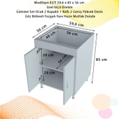 Modilayn ELİT 59,6 x 85 x 56 cm Gömme Ankastre Ocak ve Çift Raflı Mutfak Dolabı - 2