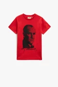 Erkek Çocuk Atatürk Baskılı Tişört Kısa Kollu Bisiklet Yaka Pamuklu - 2