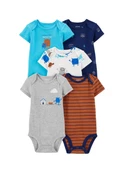 Layette Erkek Bebek 5'li Kısa Kollu Body 1Q124510 - 5