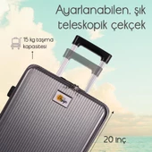 Biggdesign Moods Up Kabin Boy Valiz, Laptop Bölmeli, Bardaklık ve USB Girişli, 360° Tekerlek,TSA Kilit, Gümüş - 4