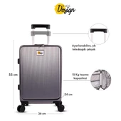 Biggdesign Moods Up Kabin Boy Valiz, Laptop Bölmeli, Bardaklık ve USB Girişli, 360° Tekerlek,TSA Kilit, Gümüş - 6