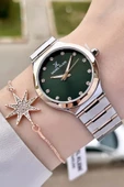 Daniel Klein DKISTE1040Kadranı Yeşil Rose Gümüş Renk Hediye Paketli Kadın Kol Saati ve Bileklik thumbnail 1