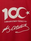 MODAVALS 23 NİSAN 19 MAYIS 30 AĞUSTOS 29 EKİM 10 KASIM OKUL GÖSTERİ UNISEX GARSON BOY 100. YIL ATATÜRK İMZA BASKILI KISA KOL TSHIRT - KIRMIZI - 3