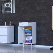 Modilayn SLİM EMİR 35x88x32,5 cm cm Tek Çekmeceli Kapaklı Komidin, Cihaz Koyma sehpası, Setup Masası - 3