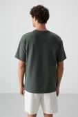 Air Jones Erkek Haki Oversize 0 Yaka T-shirt 88380 - 3