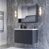 Teta Home Napoli 65 Cm Mdf Banyo Dolabı Seti  Antrasit - 1