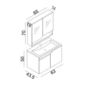 Teta Home Napoli 65 Cm Mdf Banyo Dolabı Seti Antrasit-Beyaz - 5