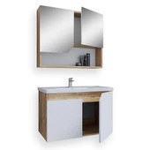 Teta Home Napoli 80 cm Mdf Banyo Dolabı Seti   Atlantik Çam-Beyaz - 2