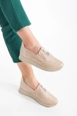 Süet ve Paraşüt Malzeme Taş Detaylı Bej Kadın Günlük Ayakkabı thumbnail 2