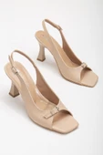 Büyük Numara Kadeh Topuk Cilt Nude Kadın Topuklu Sandalet thumbnail 1