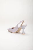 Zara Saten Arka Açık Gri Kadın Topuklu Ayakkabı thumbnail 5