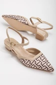 Baskılı Cilt Arka Açık Bej Kadın Kısa Topuklu Ayakkbı thumbnail 1