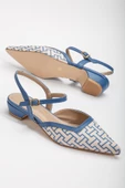 Baskılı Cilt Arka Açık Mavi Kadın Kısa Topuklu Ayakkbı thumbnail 1