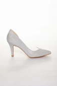 İnce Topuklu Yanı Şeffaf Gümüş Kadın Stiletto thumbnail 2