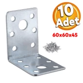 Mobilya Eşya Dolap Duvara Sabitleyici Köşebent Bağlantı Aparatı L Demiri Gönye 60x60x45 Mm (10 ADET) - 1