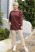 Yeni Stil Kahve Arma Detaylı Tunik 10020 - 2