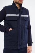 Orange Safety Lacivert  Yelek 7/7 Gabardin %100 Pamuk Kapitoneli Reflektörlü - 3