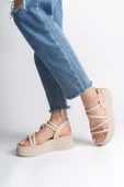 NATALIE İnce Tokalı Şerit Detaylı Ortopedik Taban Kadın Sandalet KT Krem - 3