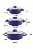 Protocol London 12/14/16 cm Mini Emaye Tencere Seti - Mavi - 3
