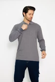 Orange Safety Koyu Gri Polo Yaka Uzun Kol Sweat T-Shirt Kışlık - 1