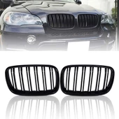 Bmw X5 E70 çift şeritli ön panjur ızgara 2006-2013 arası parlak siyah - 1