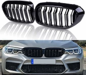 Bmw G30 çift şeritli ön panjur ızgara 2018-2020 arası parlak siyah - 1