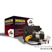 Hava kompresörü çift pistonlu metal gövde (çantalı) 12v araçlar için uyumlu Niken - 1