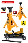 Stilmax 2Ton/2000Kg Tekerlekli Arabalı Hidrolik Kriko + 2Ton x2Adet Taşıma Sehpa Tip Kriko Standı - 3