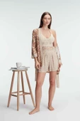 Anıl Kadın Kahve İp Askılı Şortlu Sabahlıklı Takım 5831 thumbnail 1