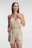 Anıl Kadın Kahve İp Askılı Şortlu Sabahlıklı Takım 5831 thumbnail 2
