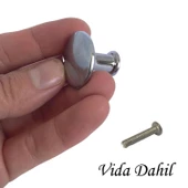 Düz Düğme Krom Kulp Mobilya Çekmece Dolap Kapak Kulbu Metal Kulp Aksesuarları Vidalı (8 Adet) - 2