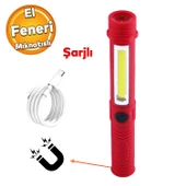 Beyaz Işık SMD Led Mıknatıslı Sağlam El Feneri Şarjlı Işıldak Kamp Lambası Gece Aydınlatma thumbnail 1