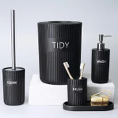 Selim Dekor Grooved Banyo Seti Siyah - 1