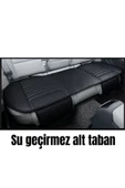 Su Geçirmez Ön Arka Araba Koltuk Minder Deri Siyah Oto Koltuk Minderi 3'lü Oturak Örtüsü - 3