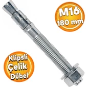 Saplamalı Klipsli Çelik Dübel M16x180 mm Raf Montaj Bağlantı Kanalları - 1