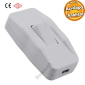 Düğme Elektrik Anahtar Priz Aç Kapa Tekli Arapuar Beyaz Plastik thumbnail 1